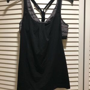 Athleta jacquard Black tie back swim Racerback